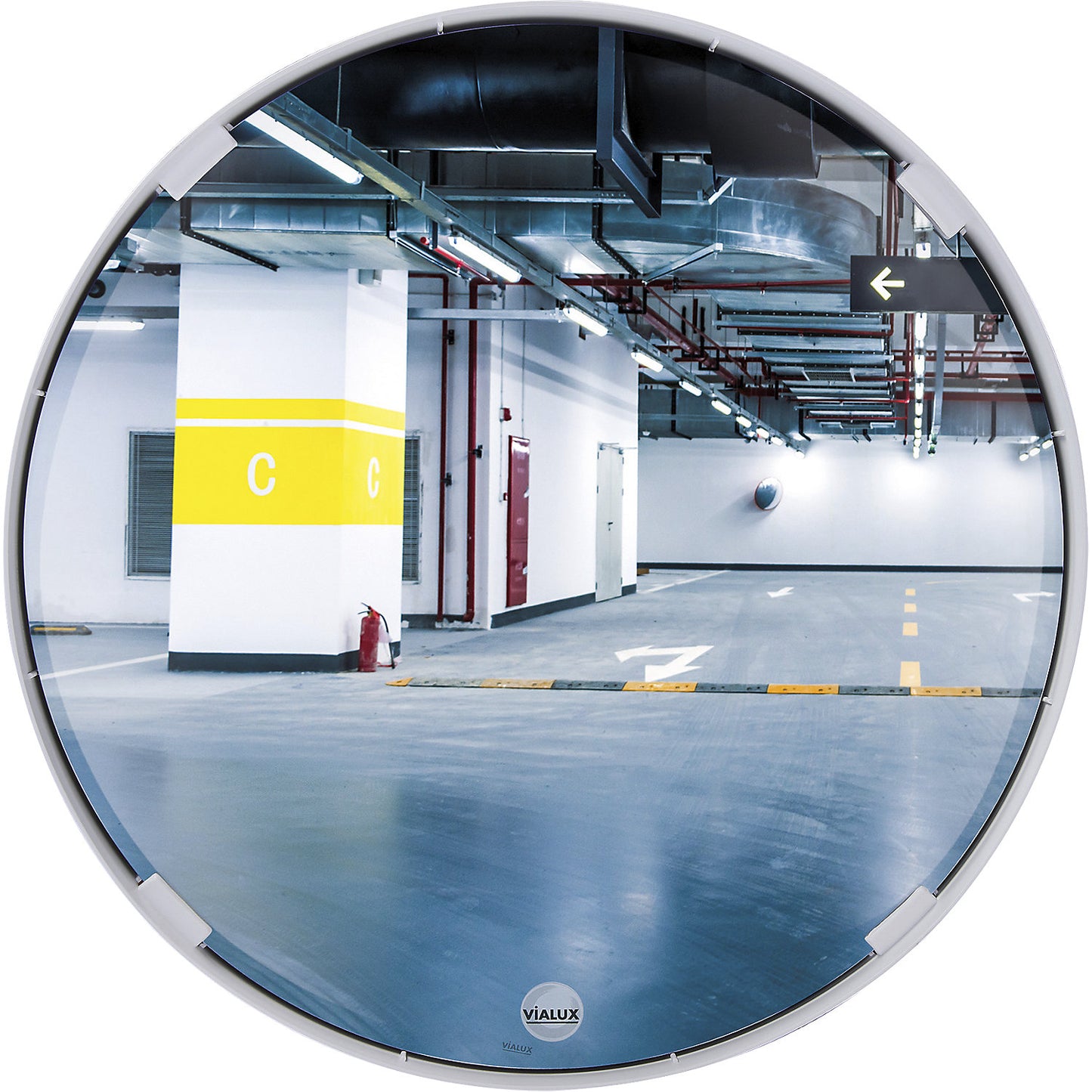 Multi-purpose mirror, 2 directions, round, Ø 500 mm, white frame, P.A.S.®.