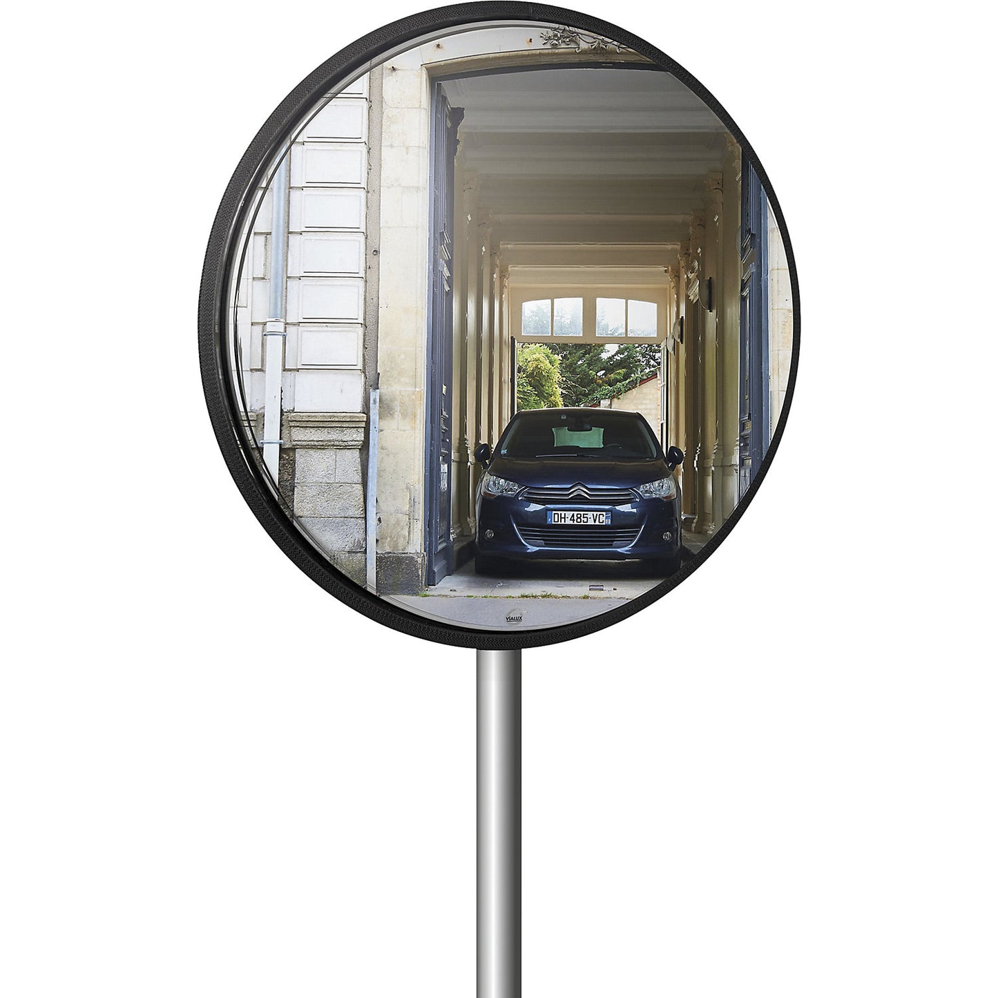Multi-purpose mirror, 2 directions, round, Ø 600 mm, stainless steel frame.