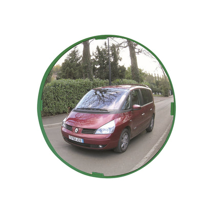 Multi-purpose mirror, 2 directions, round, Ø 500 mm, green frame, P.A.S.®.