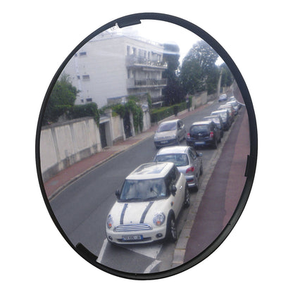 Multi-purpose mirror, 2 directions, round, Ø 800 mm, black frame, Polymir®.
