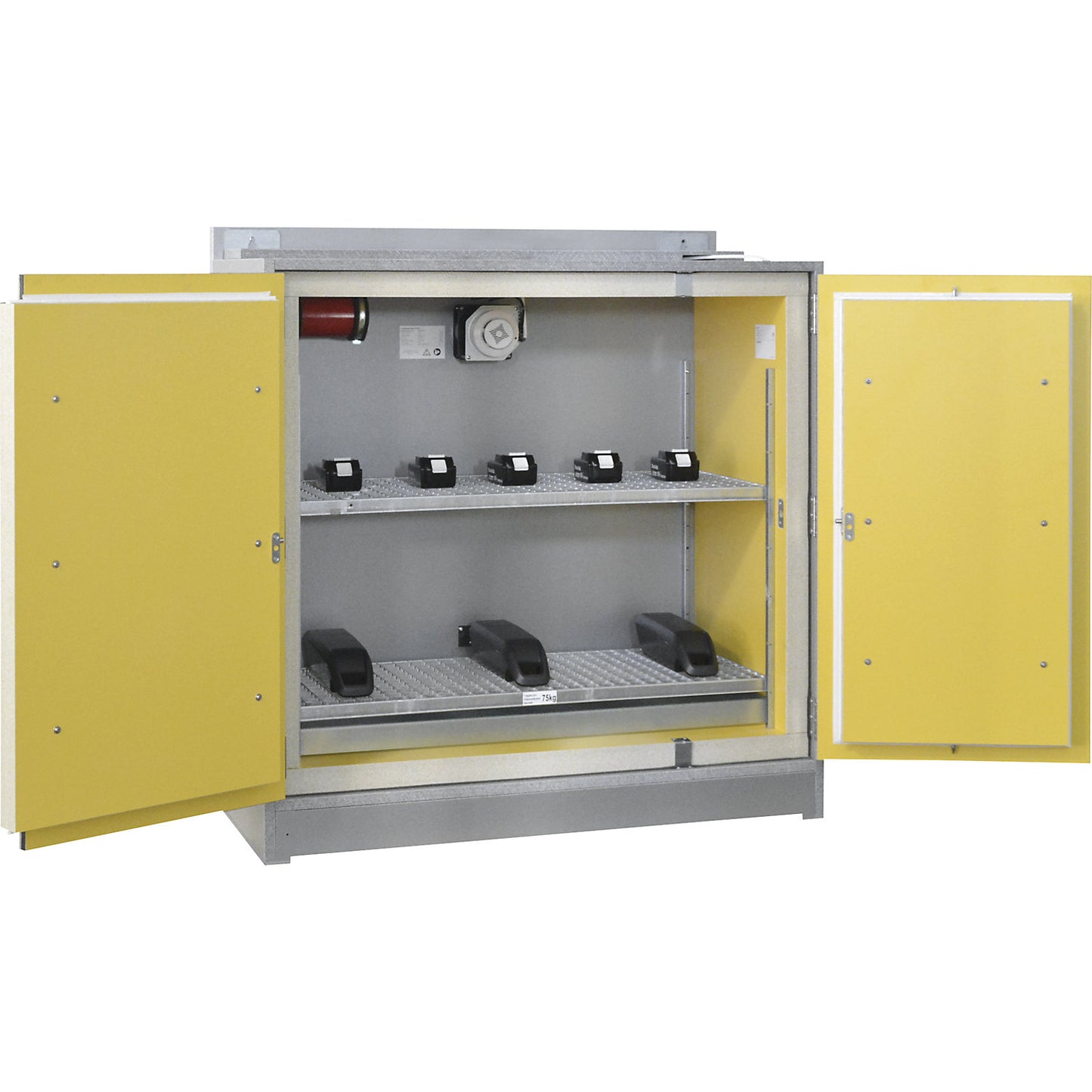SiS Li-Ion Basic Store EI 90 battery safety storage cabinet, with fire suppression system, HxW 1222 x 1148 mm.