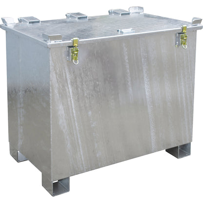 Rechargeable battery storage container for rechargeable lithium-ion batteries, capacity 340 l, LxWxH 1200 x 800 x 1000 mm.