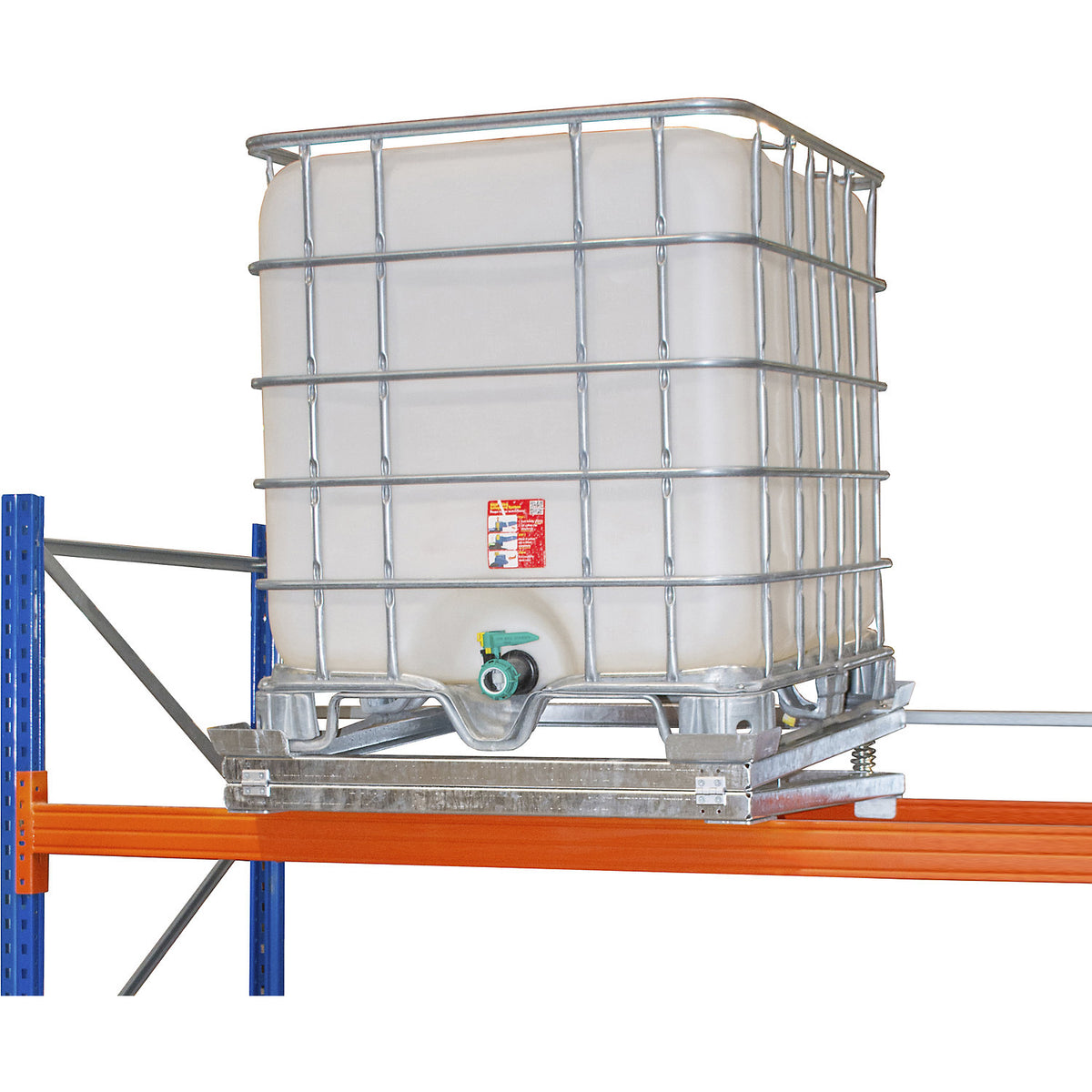 IBC residue drainer for pallet racking, LxWxH 1280 x 1080 x 265 mm, hot dip galvanised.