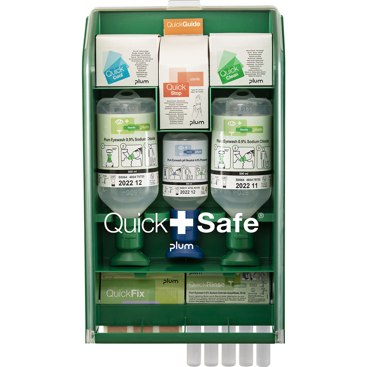 QuickSafe first aid station, complete, HxW 430 x 253 mm, green/transparent.
