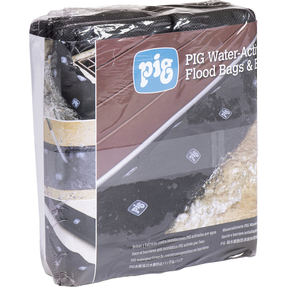 Flood bag, water-activated, black, LxWxH 1520 x 216 x 6.4 mm, pack of 4.