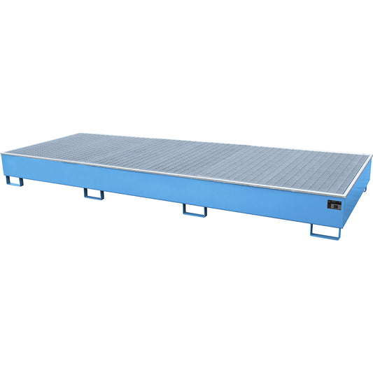 Base sump tray with PE insert, with grate, 1000 l, LxWxH 3565 x 1315 x 360 mm, light blue.