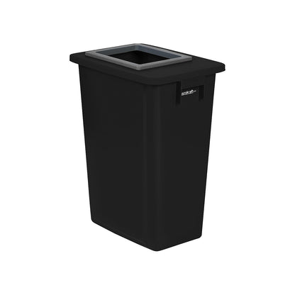 Recyclable waste collector, single collector, 60 l, black frame, open lid.