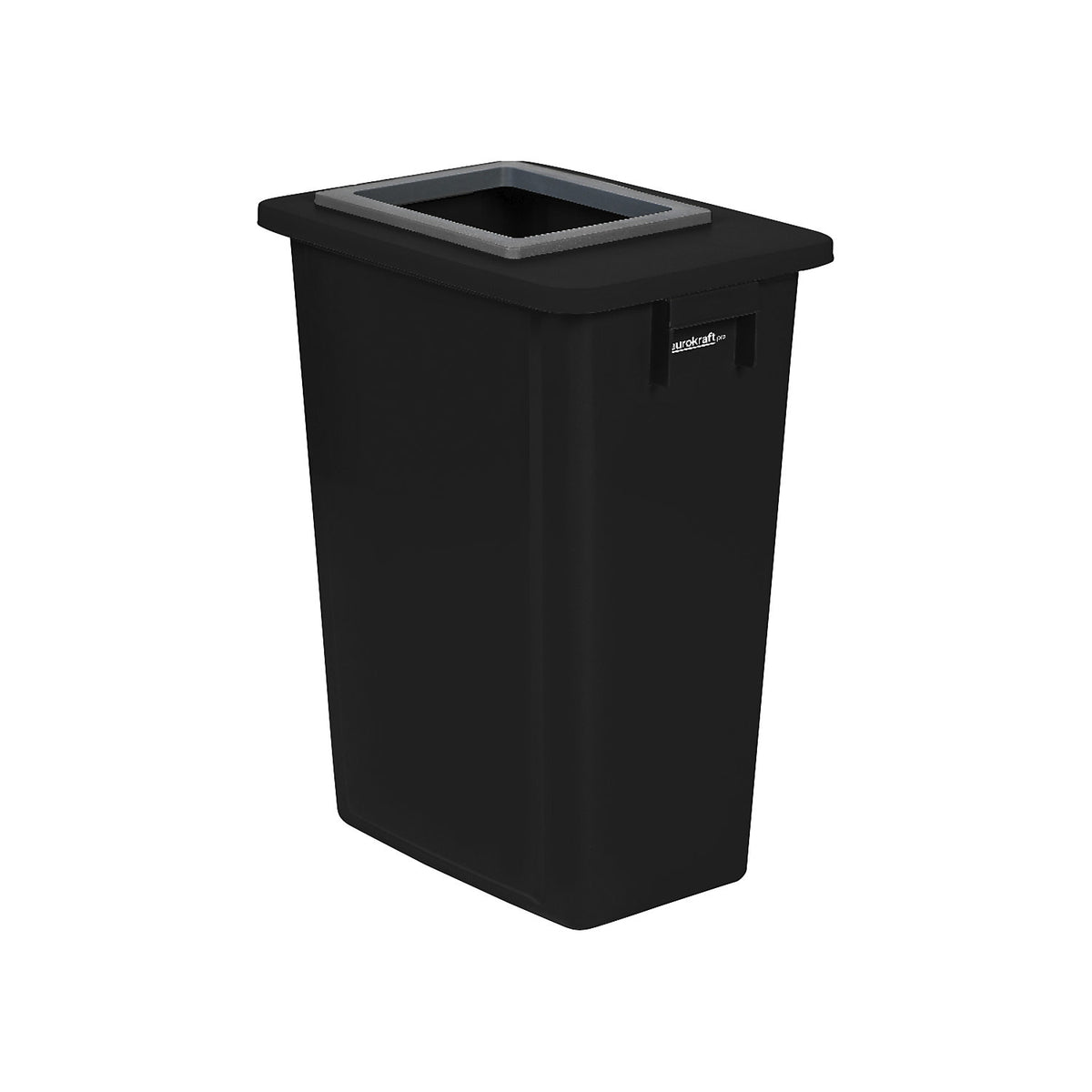 Recyclable waste collector, single collector, 60 l, black frame, open lid.