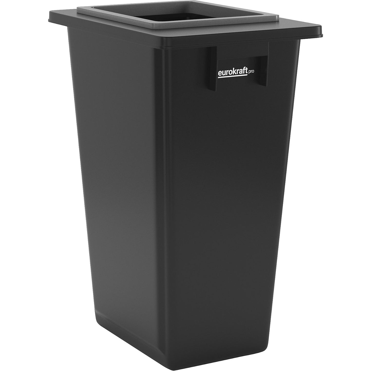 Recyclable waste collector, single collector, 60 l, black frame, open lid.