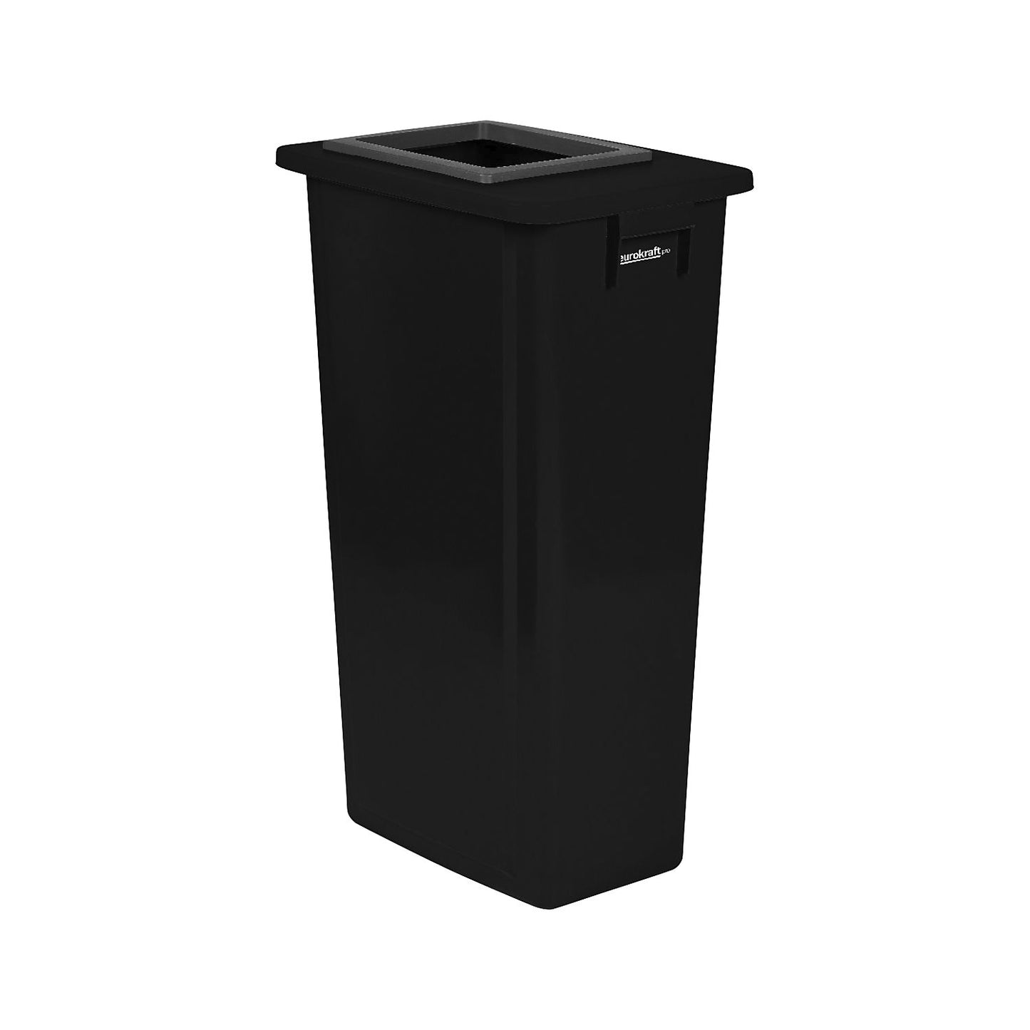 Recyclable waste collector, single collector, 80 l, black frame, open lid.