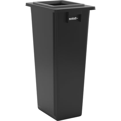 Recyclable waste collector, single collector, 80 l, black frame, open lid.