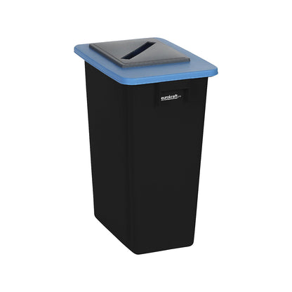 Recyclable waste collector, single collector, 60 l, blue frame, slotted lid.