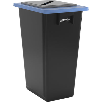 Recyclable waste collector, single collector, 60 l, blue frame, slotted lid.