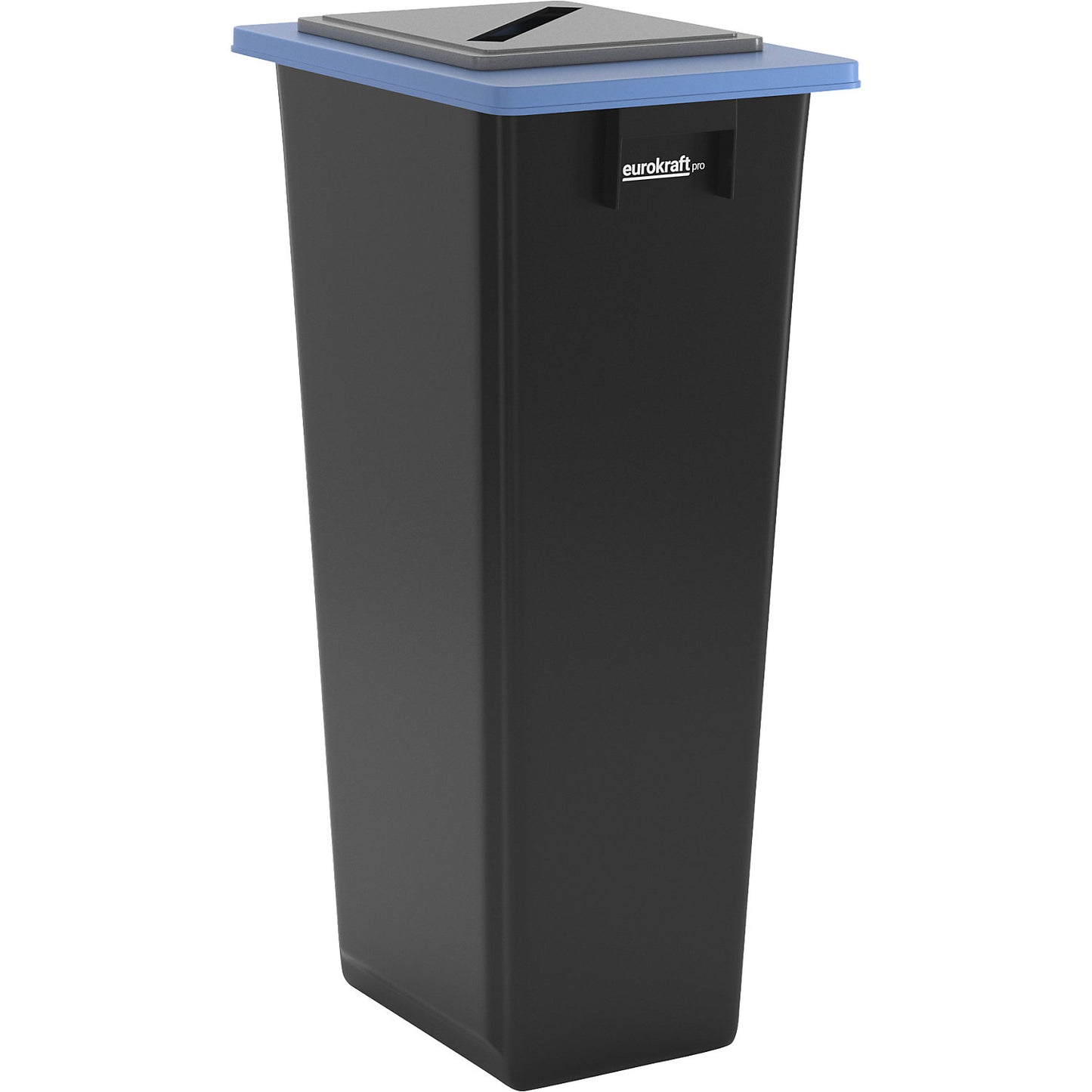 Recyclable waste collector, single collector, 80 l, blue frame, lid with slot.