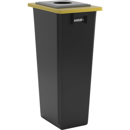 Recyclable waste collector, single collector, 80 l, yellow frame, lid with round opening.