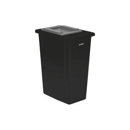 Recyclable waste collector, single collector, 60 l, black frame, lid with swing opening.