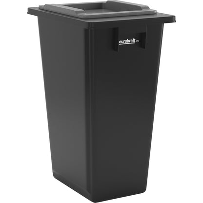 Recyclable waste collector, single collector, 60 l, black frame, lid with swing opening.