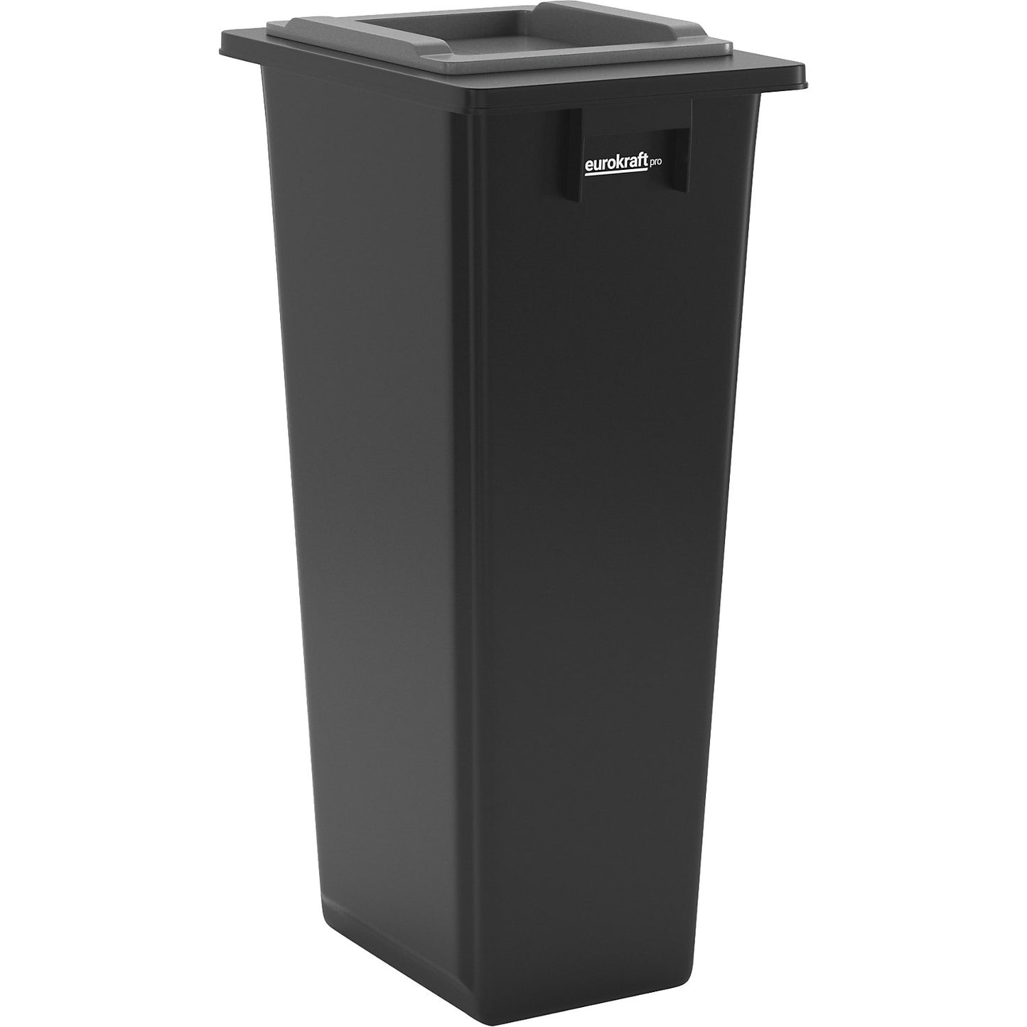 Recyclable waste collector, single collector, 80 l, black frame, lid with swing opening.
