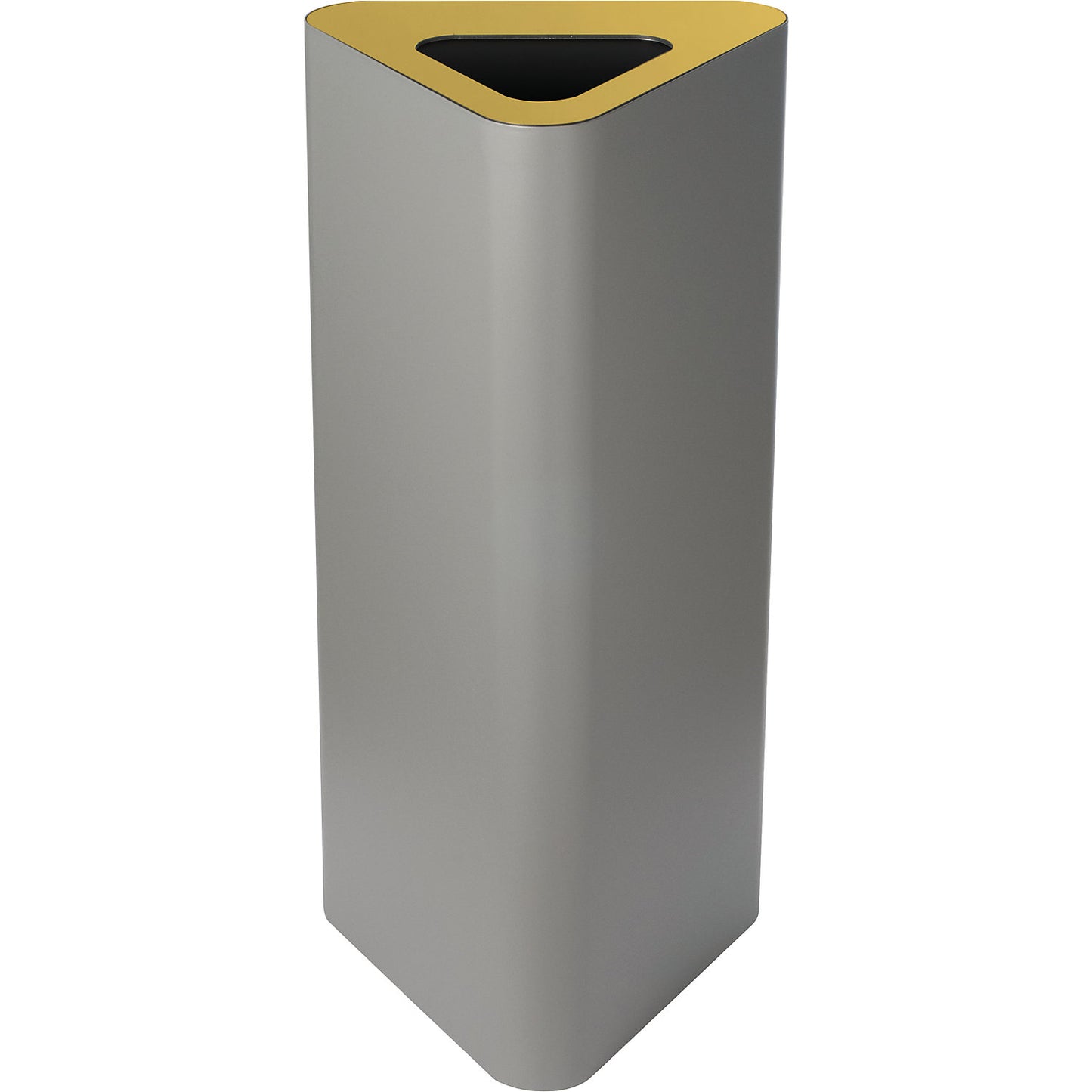 Pure recyclable waste collector, triangular, capacity 60 l, grey / yellow.