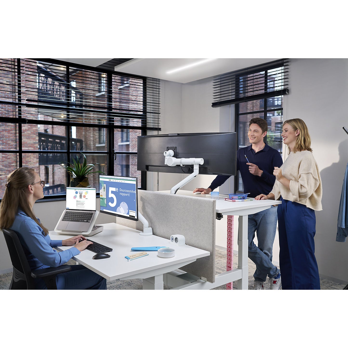 Viewgo pro monitor arm HD - desk, max. load 15 kg, white.