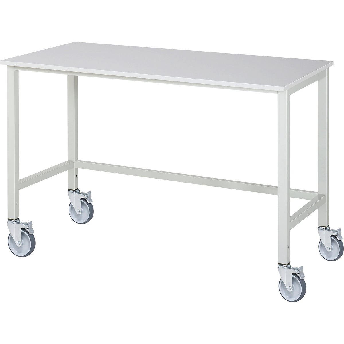 Mobile ESD work table, working height 975 - 1175 mm, WxD 1500 x 800 mm.