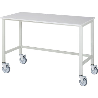 Mobile ESD work table, working height 975 - 1175 mm, WxD 1500 x 800 mm.
