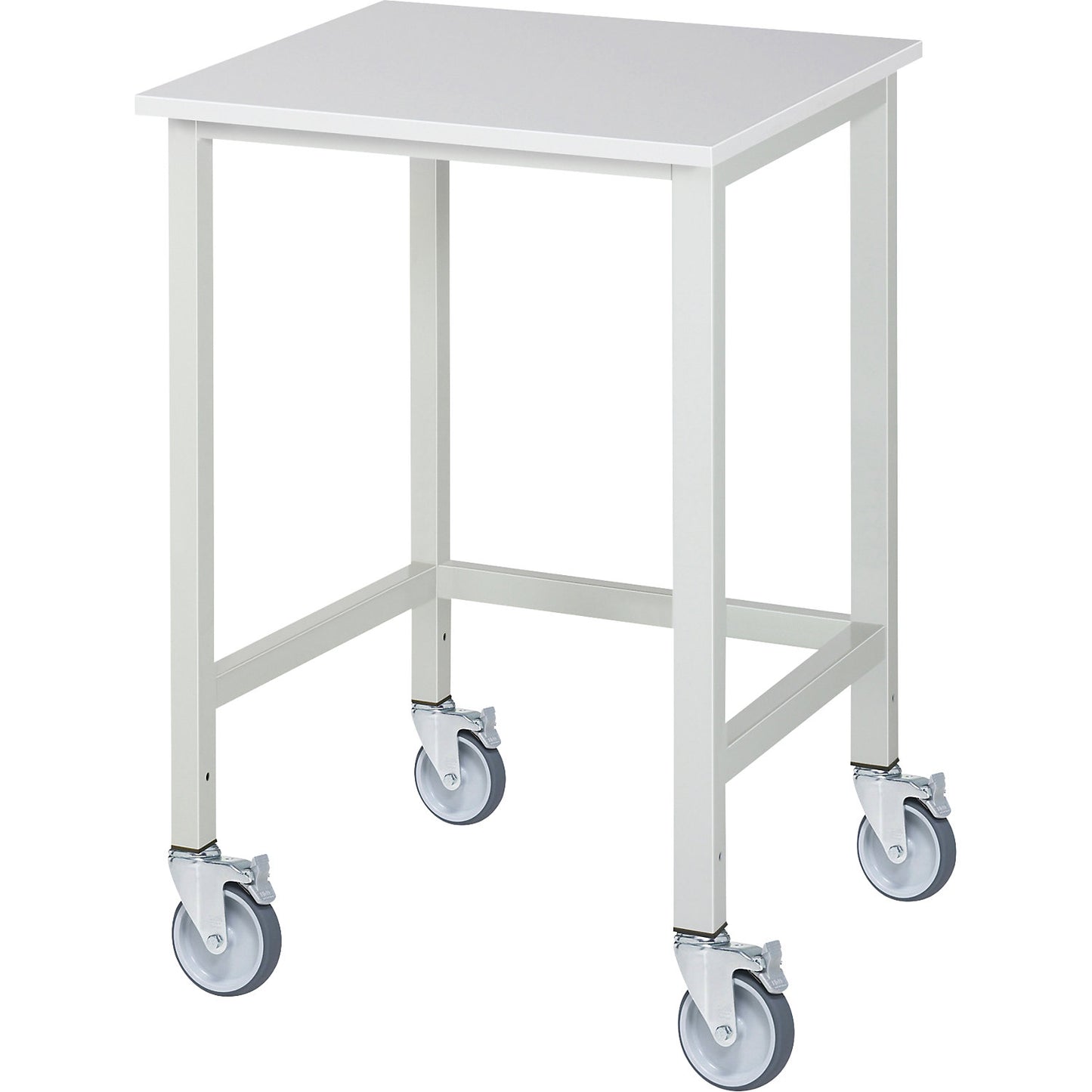 Mobile ESD work table, working height 975 - 1175 mm, WxD 750 x 800 mm.