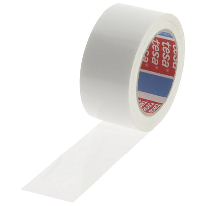 PET packaging tape tesa® 60416, 55% recycled, can be dispensed quietly, pack of 6 rolls, white, tape LxW 100 m x 50 mm.