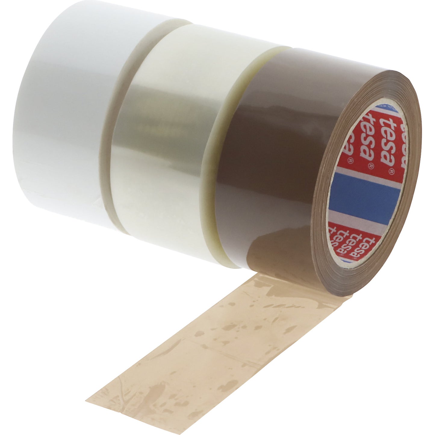 PET packaging tape tesa® 60416, 55% recycled, can be dispensed quietly, pack of 6 rolls, brown, tape LxW 100 m x 50 mm.