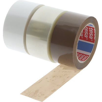 PET packaging tape tesa® 60416, 55% recycled, can be dispensed quietly, pack of 6 rolls, white, tape LxW 100 m x 50 mm.