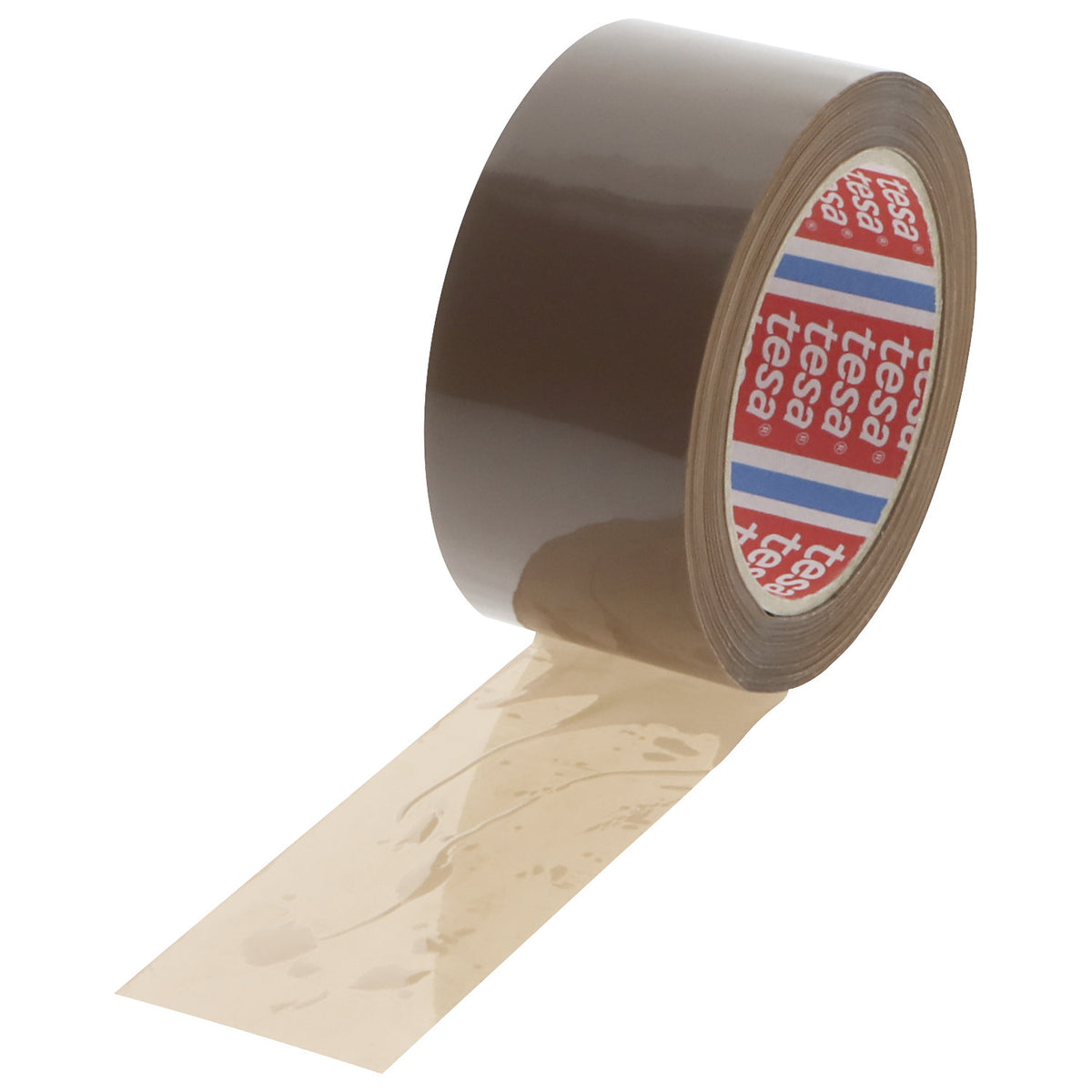 PET packaging tape tesa® 60416, 55% recycled, can be dispensed quietly, pack of 6 rolls, brown, tape LxW 100 m x 50 mm.
