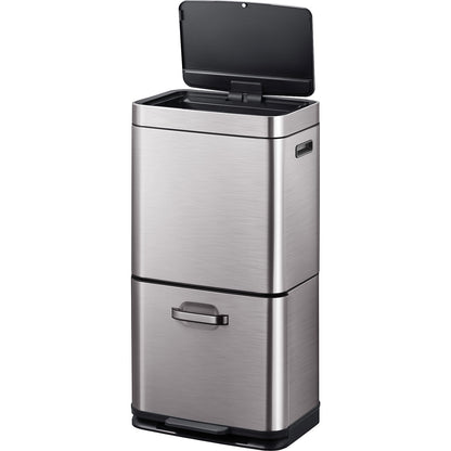 Waste bin with sensor, stainless steel, capacity 35+25 l, hands-free.