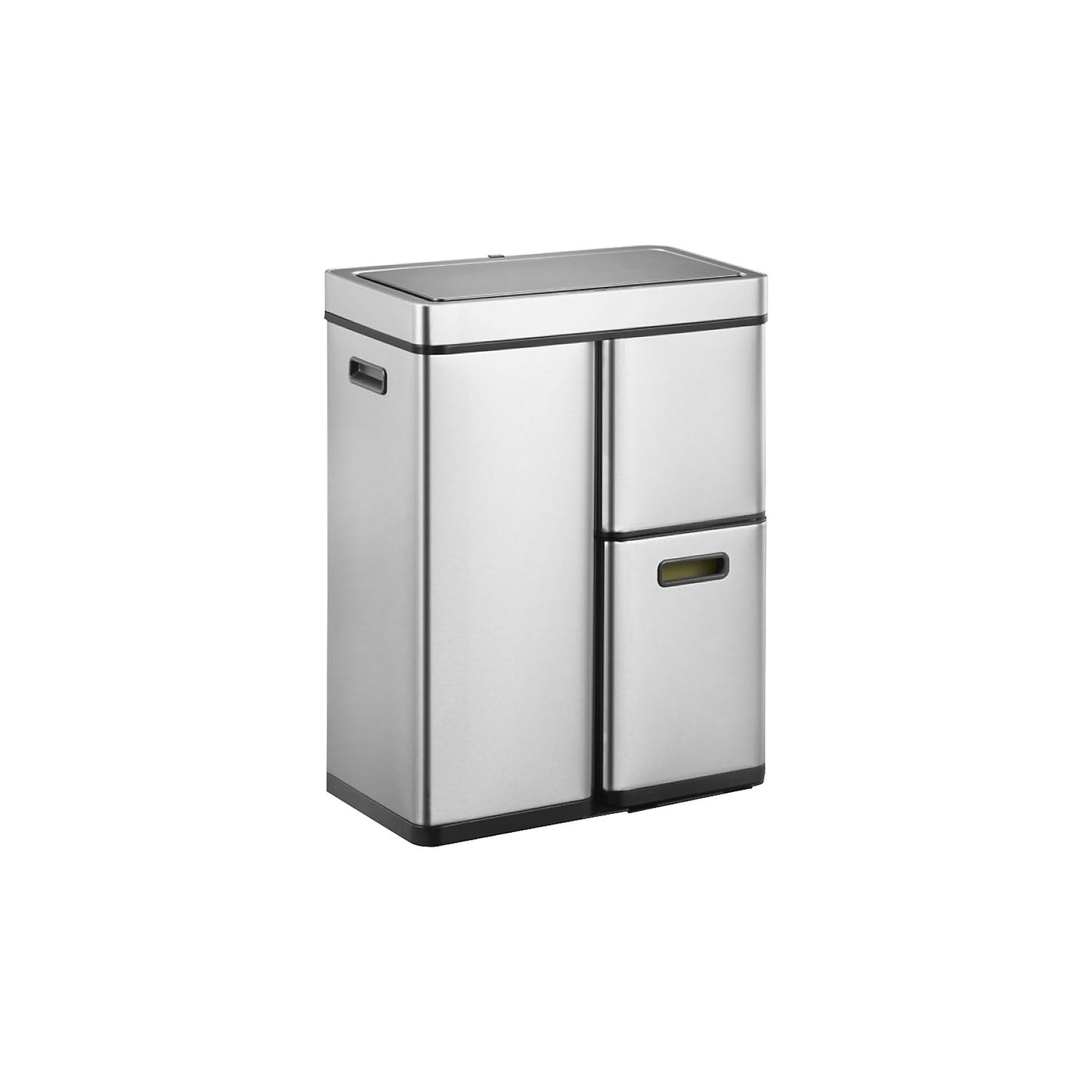 Waste separator bin with sensor, stainless steel, capacity 30+15+15 l, matt stainless steel.