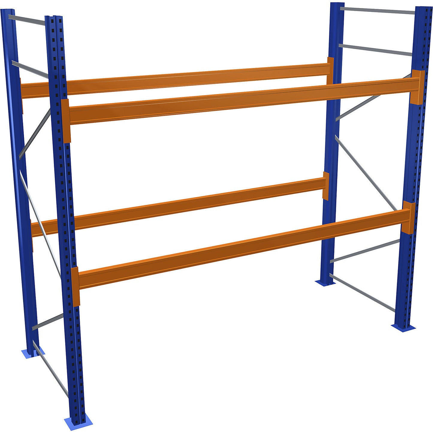 Pallet racking, blue/orange, HxWxD 2500 x 2700 x 1100 mm, shelf load 1545 kg, standard shelf unit.