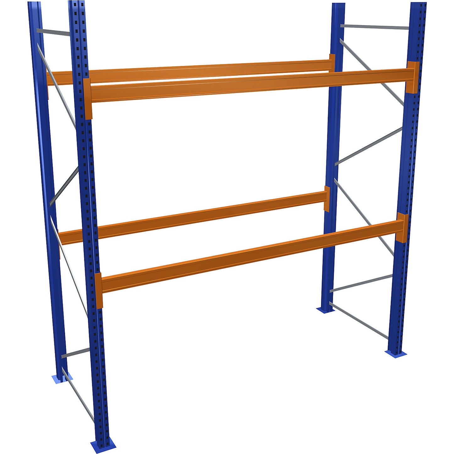 Pallet racking, blue/orange, HxWxD 3000 x 2700 x 1100 mm, shelf load 1545 kg, standard shelf unit.