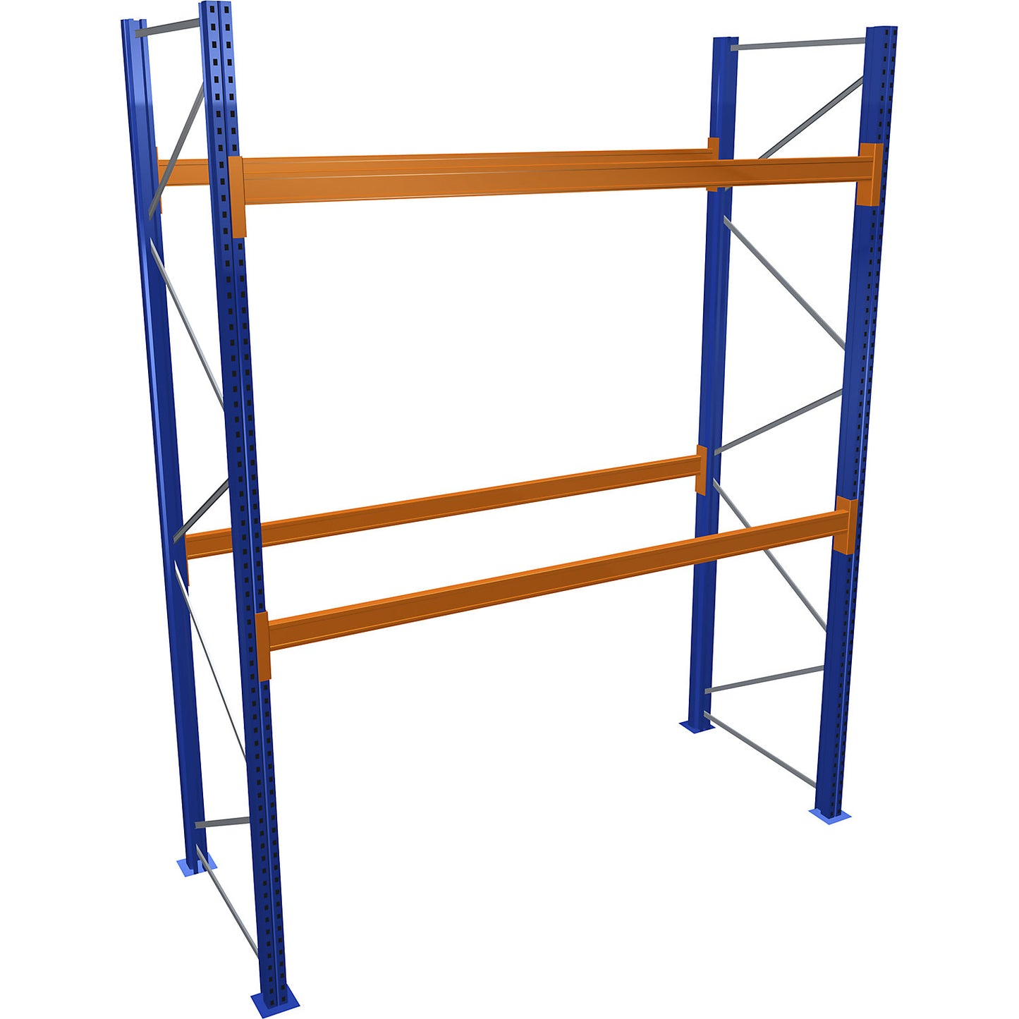 Pallet racking, blue/orange, HxWxD 3500 x 2700 x 1100 mm, shelf load 1545 kg, standard shelf unit.