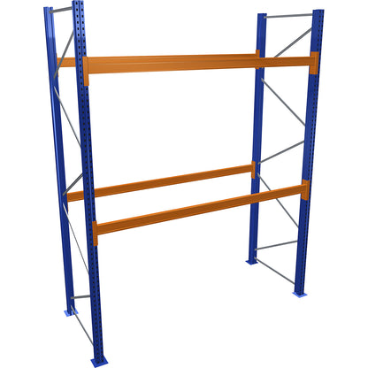 Pallet racking, blue/orange, HxWxD 3500 x 2700 x 1100 mm, shelf load 1545 kg, standard shelf unit.