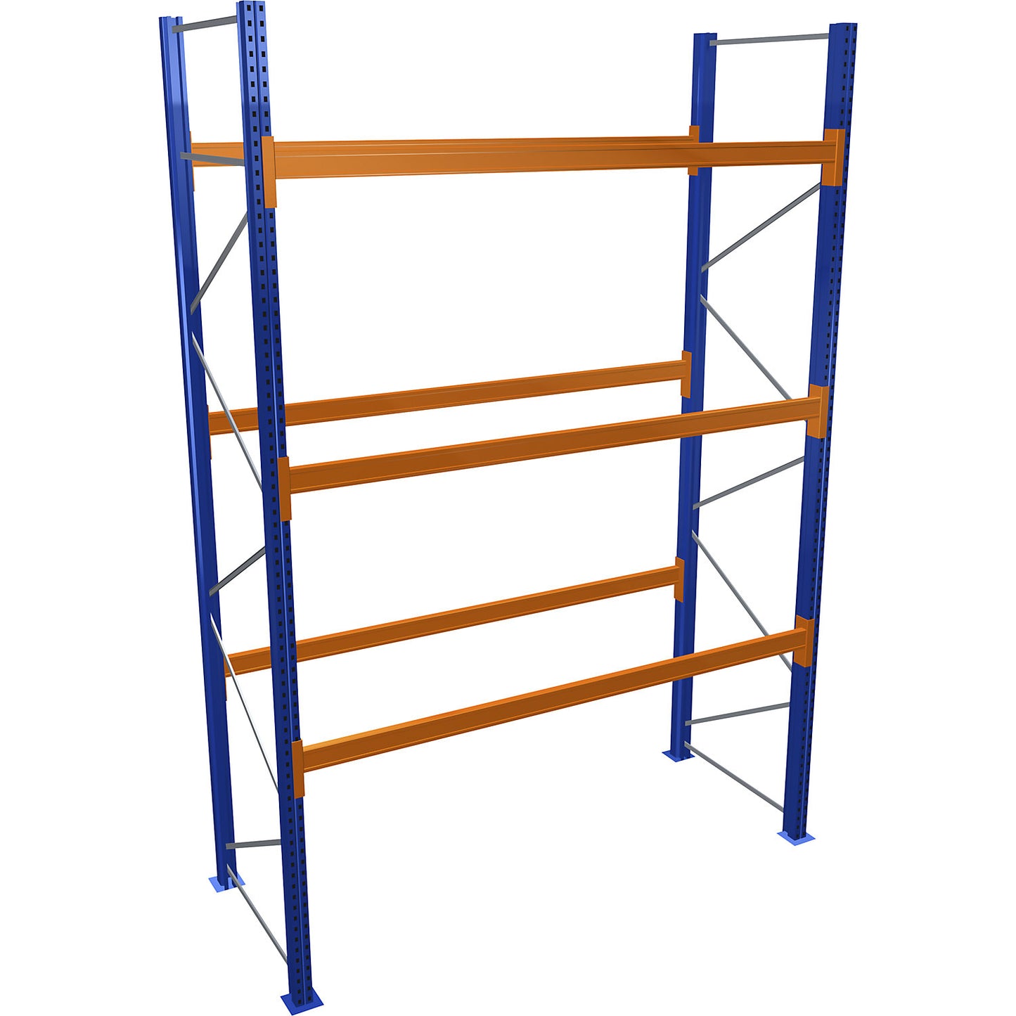 Pallet racking, blue/orange, HxWxD 4000 x 2700 x 1100 mm, shelf load 1545 kg, standard shelf unit.