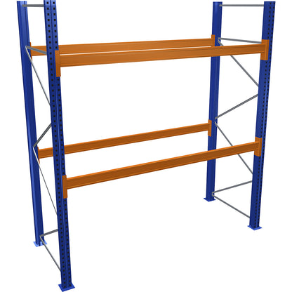 Pallet racking, blue/orange, HxWxD 3000 x 2700 x 1100 mm, shelf load 2463 kg, standard shelf unit.