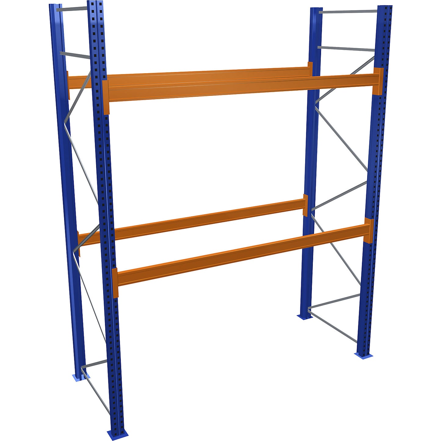 Pallet racking, blue/orange, HxWxD 3500 x 2700 x 1100 mm, shelf load 2463 kg, standard shelf unit.