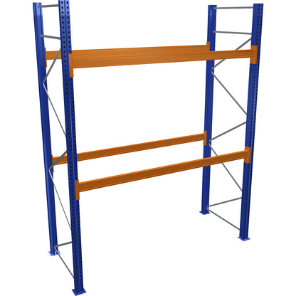 Pallet racking, blue/orange, HxWxD 3500 x 2700 x 1100 mm, shelf load 2463 kg, standard shelf unit.