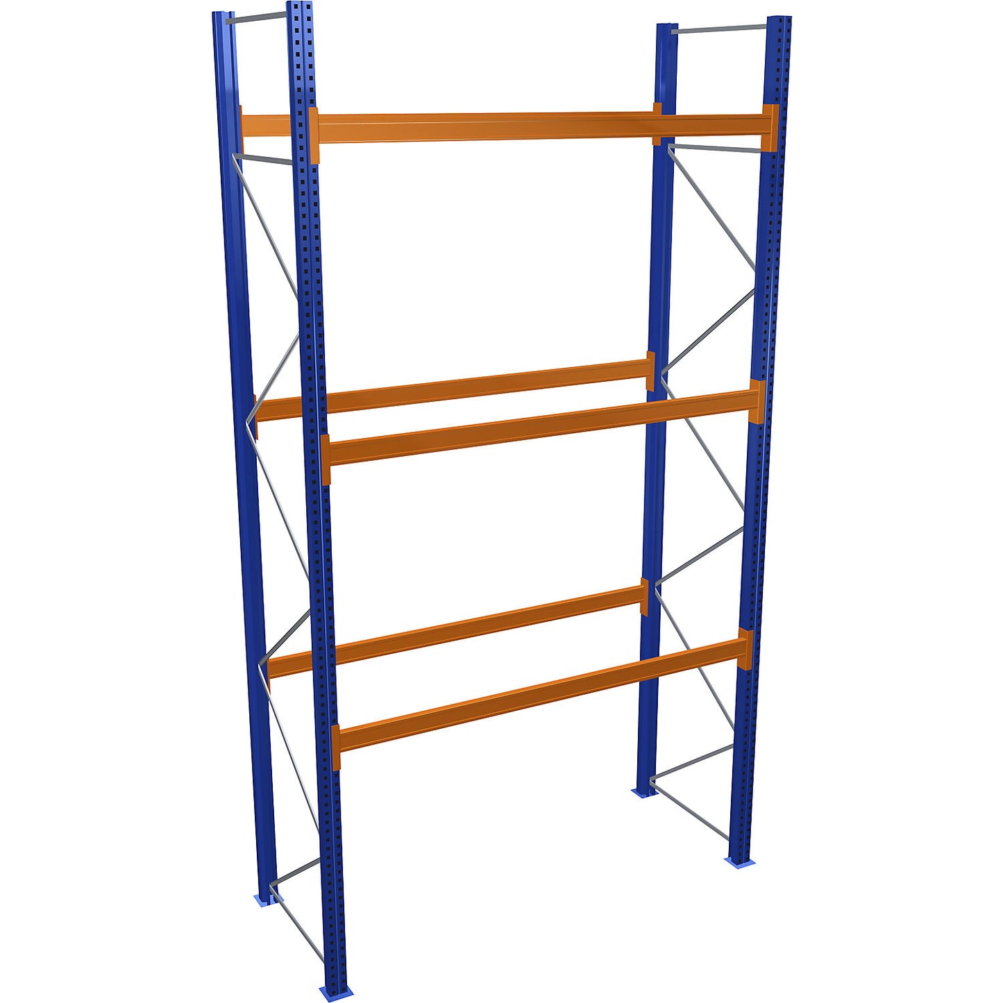 Pallet racking, blue/orange, HxWxD 5000 x 2700 x 1100 mm, shelf load 2463 kg, standard shelf unit.