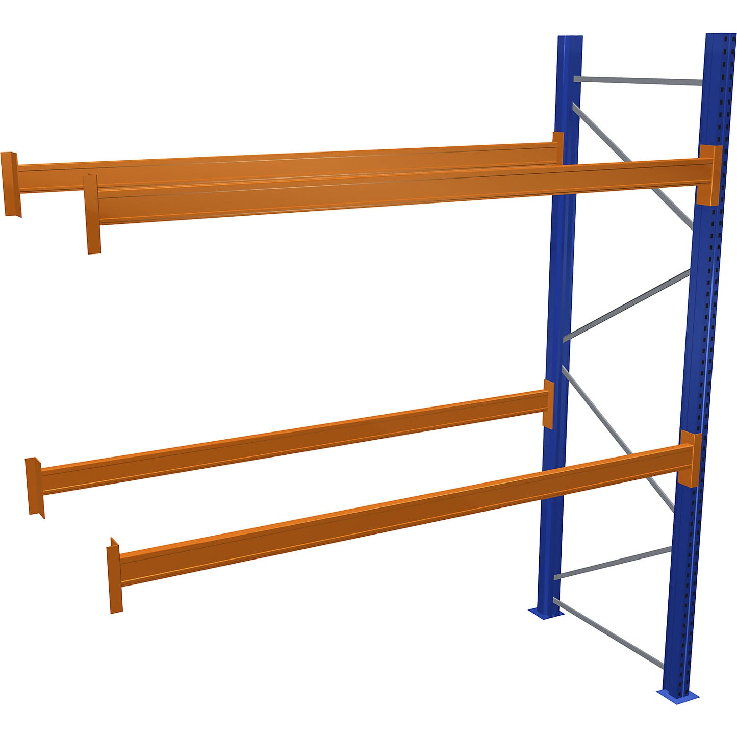 Pallet racking, blue/orange, HxWxD 3000 x 2700 x 1100 mm, shelf load 2463 kg, extension shelf unit.
