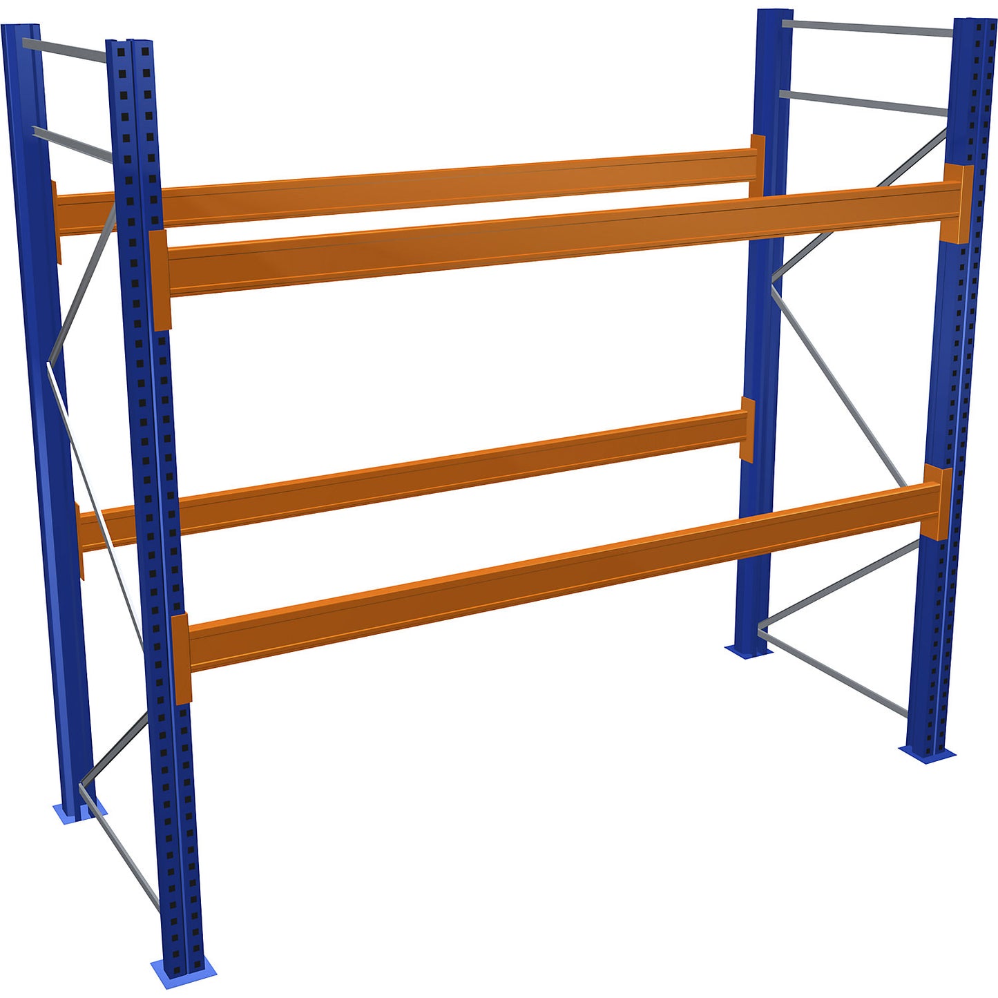 Pallet racking, blue/orange, HxWxD 2500 x 2700 x 1100 mm, shelf load 3072 kg, standard shelf unit.