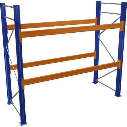 Pallet racking, blue/orange, HxWxD 2500 x 2700 x 1100 mm, shelf load 3072 kg, standard shelf unit.