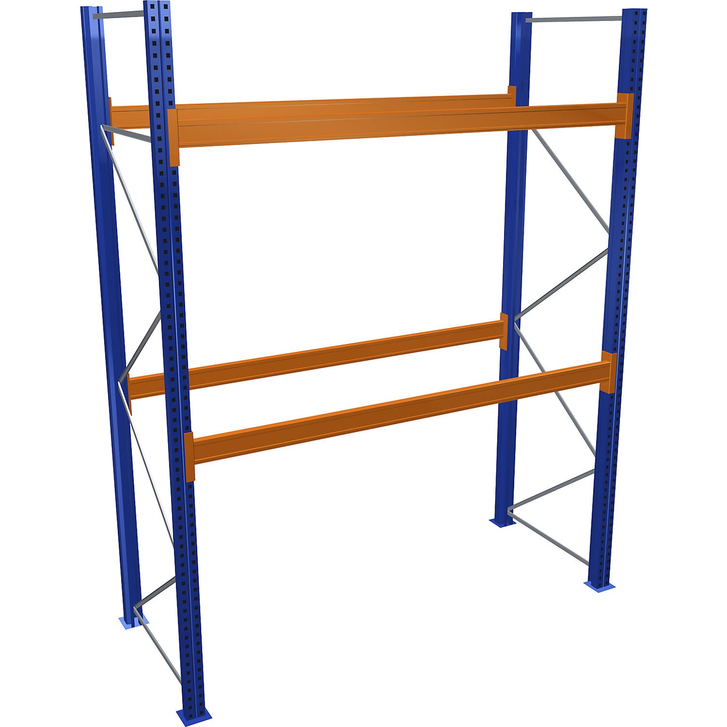 Pallet racking, blue/orange, HxWxD 3500 x 2700 x 1100 mm, shelf load 3072 kg, standard shelf unit.