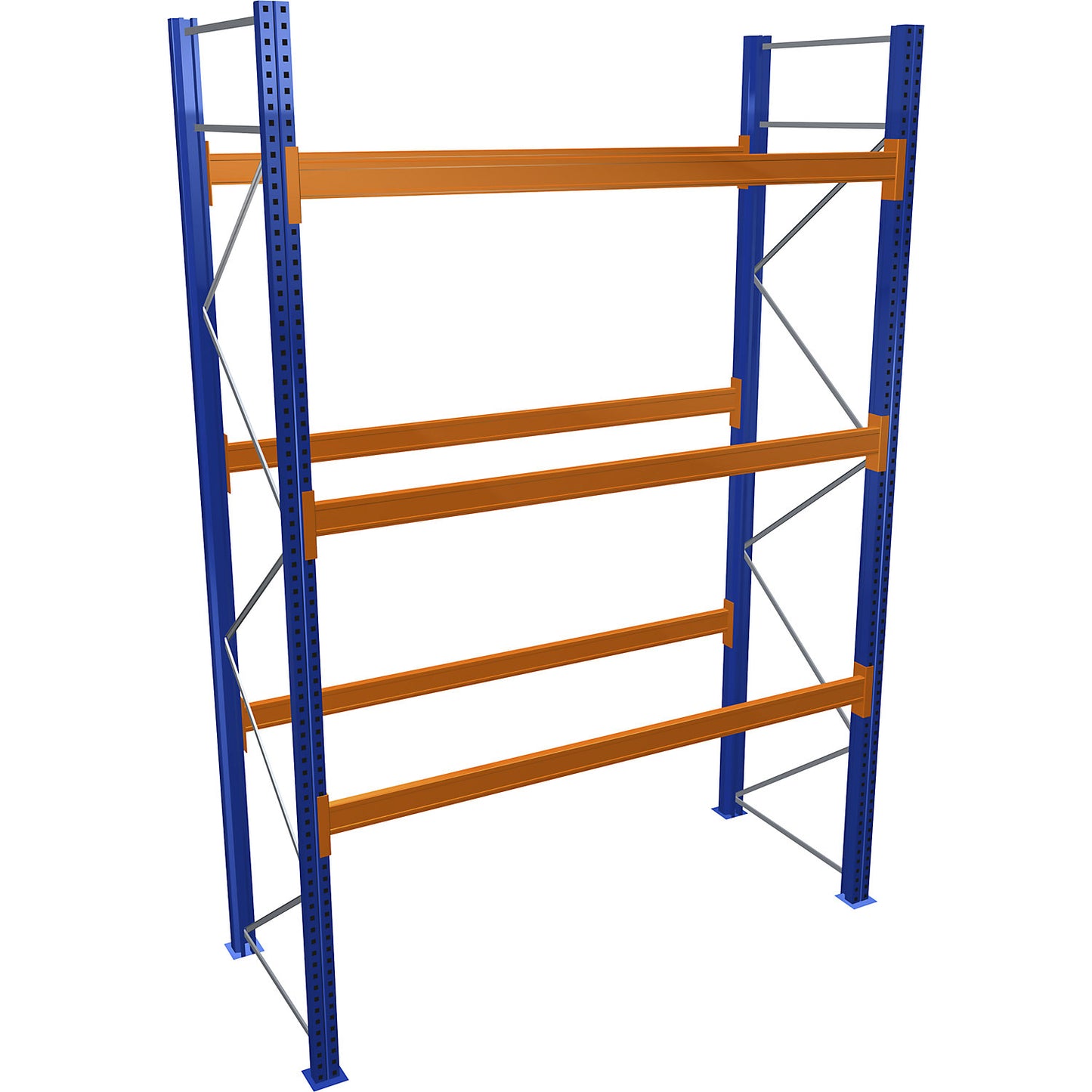 Pallet racking, blue/orange, HxWxD 4000 x 2700 x 1100 mm, shelf load 3072 kg, standard shelf unit.
