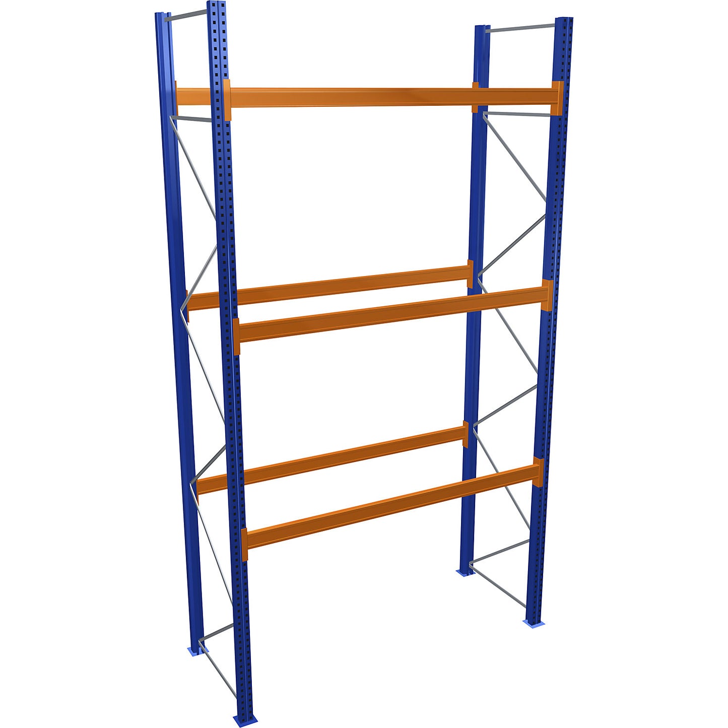 Pallet racking, blue/orange, HxWxD 5000 x 2700 x 1100 mm, shelf load 3072 kg, standard shelf unit.
