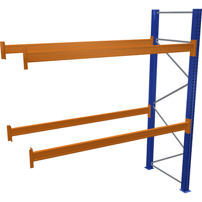 Pallet racking, blue/orange, HxWxD 3000 x 2700 x 1100 mm, shelf load 3072 kg, extension shelf unit.