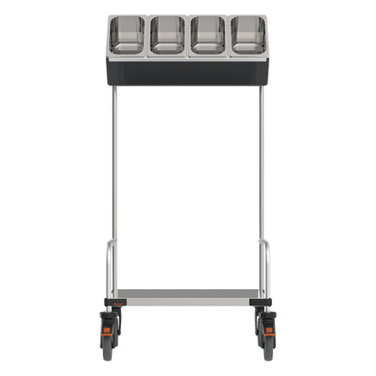 Tray and cutlery trolleys, one-part, LxWxH 648 x 428 x 1350 mm.